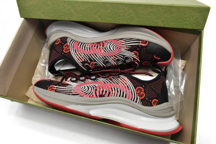Gucc Run Sneakers Black Red SmartChoice 2889