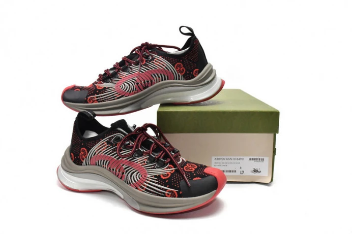 Gucc Run Sneakers Black Red SmartChoice 2889