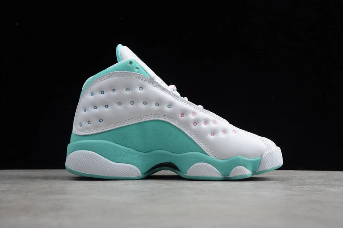 HighQuality air jordan 13 retro white soar green pink (gs) 439358- 1438