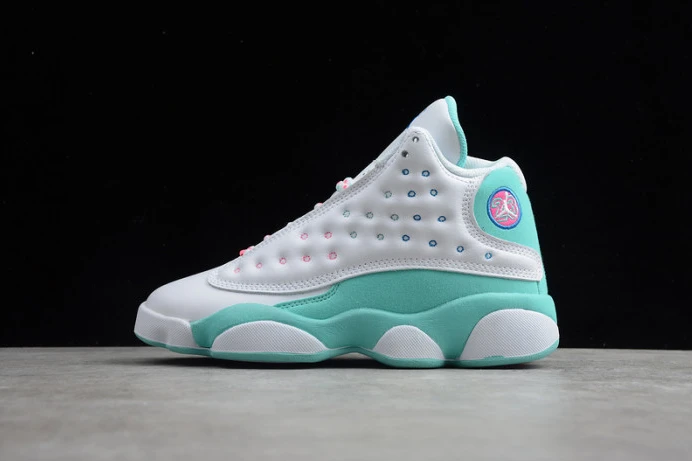 HighQuality air jordan 13 retro white soar green pink (gs) 439358- 1438