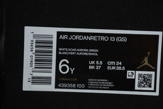 HighQuality air jordan 13 retro white soar green pink (gs) 439358- 1438
