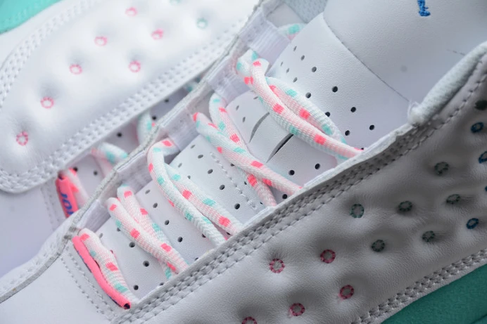 HighQuality air jordan 13 retro white soar green pink (gs) 439358- 1438
