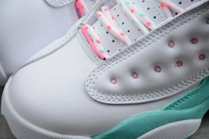 HighQuality air jordan 13 retro white soar green pink (gs) 439358- 1438