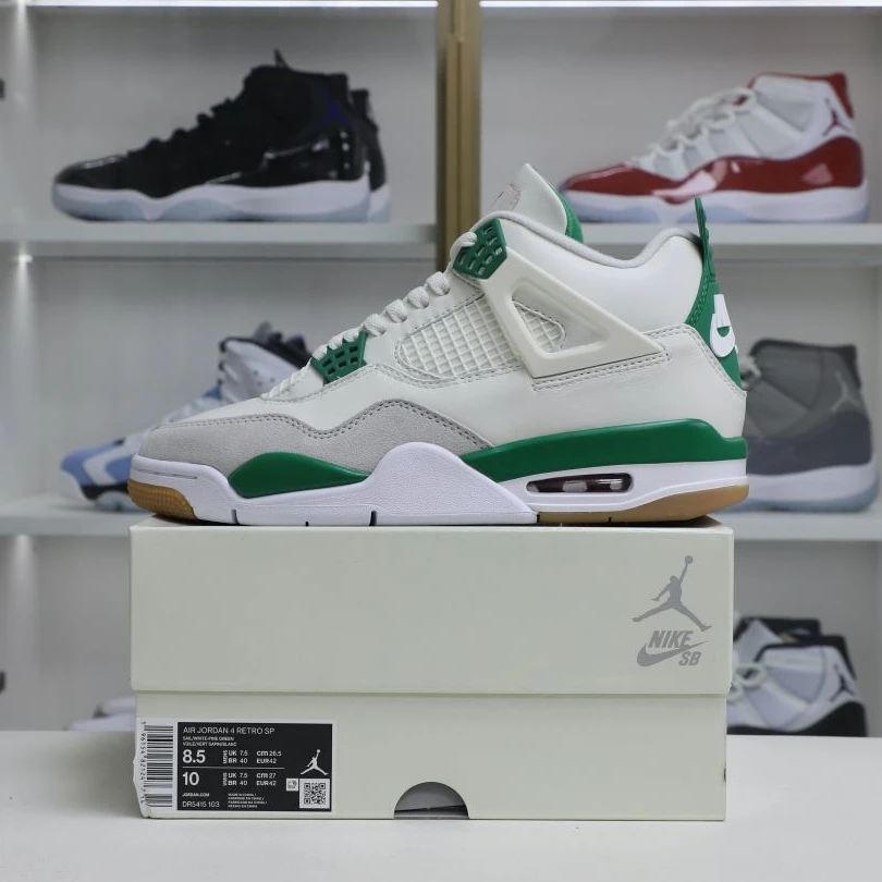 Kimikick NIKE SB X AIR JORDAN 4 RETRO 'PINE GREEN' HighQuality 2966
