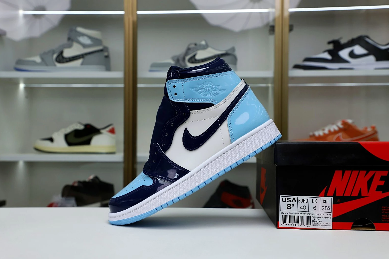 Kimikick WMNS AIR JORDAN 1 RETRO HIGH OG 'BLUE CHILL' Comfortable 1973