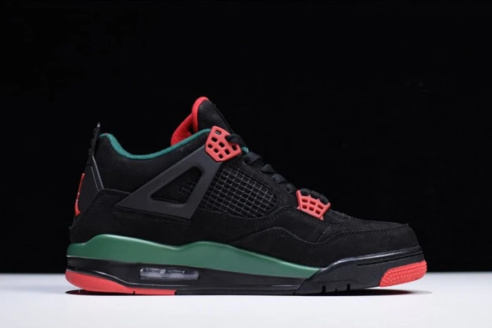 NewStyle Air Jordan 4 NRG GUCC Black Gorge Green-Varsity Red AQ3816- 1055
