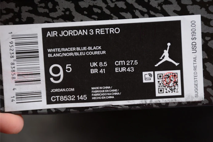 NewStyle air jordan retro 3 racer blue ct8532- 1803