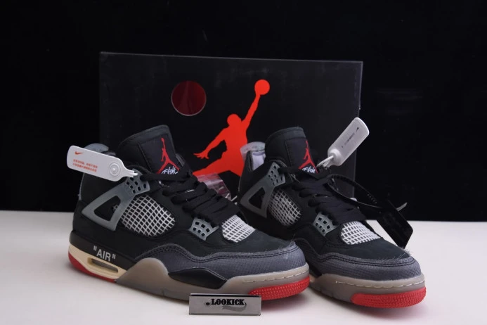 Off White x Air Jordan 4 Retro Bred CV9388- NewStyle 1046