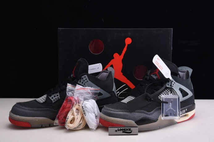 Off White x Air Jordan 4 Retro Bred CV9388- NewStyle 1046