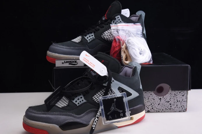 Off White x Air Jordan 4 Retro Bred CV9388- NewStyle 1046
