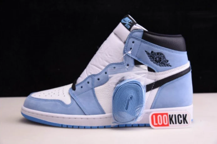 Popular AIR JORDAN 1 RETRO HIGH WHITE UNIVERSITY BLUE BLACK 555088- 840