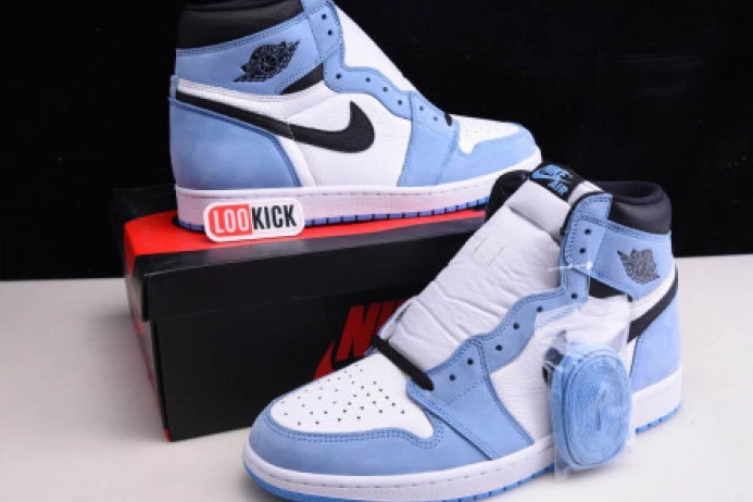Popular AIR JORDAN 1 RETRO HIGH WHITE UNIVERSITY BLUE BLACK 555088- 840