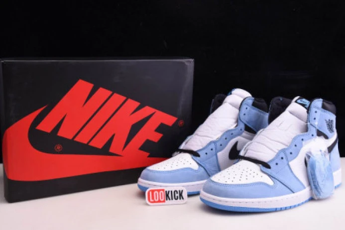 Popular AIR JORDAN 1 RETRO HIGH WHITE UNIVERSITY BLUE BLACK 555088- 840