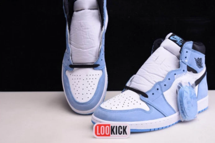 Popular AIR JORDAN 1 RETRO HIGH WHITE UNIVERSITY BLUE BLACK 555088- 840