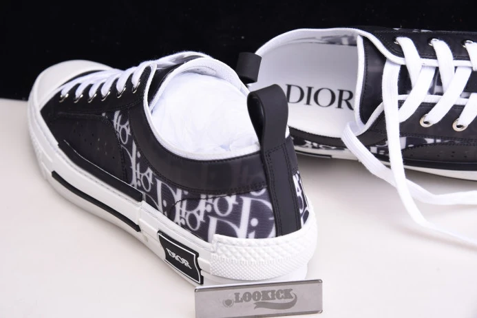 Popular DR B23 Low Top Oblique Sneaker Black & White 2833