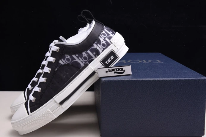 Popular DR B23 Low Top Oblique Sneaker Black & White 2833