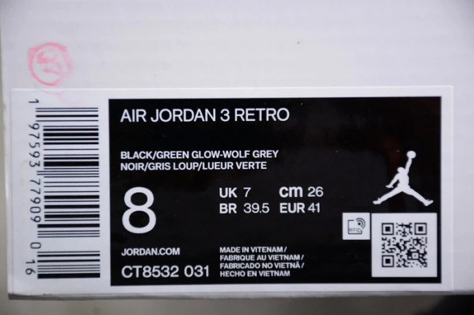 Popular air jordan 3 “green glow” ct8532- 1517