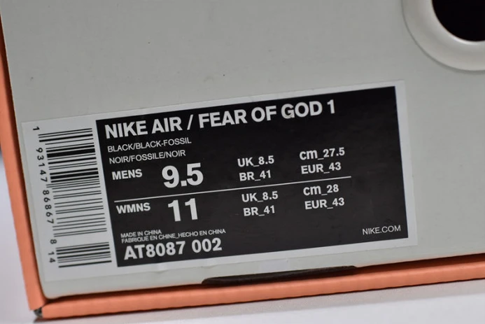 Popular nike air fear of god raid black at8087- 3244