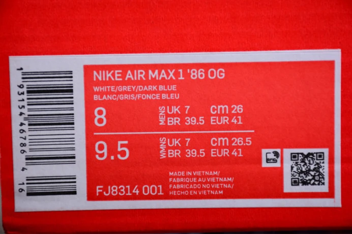 Popular nike air max 1 ''86 og big bubble light armory blue fj8314- 3336
