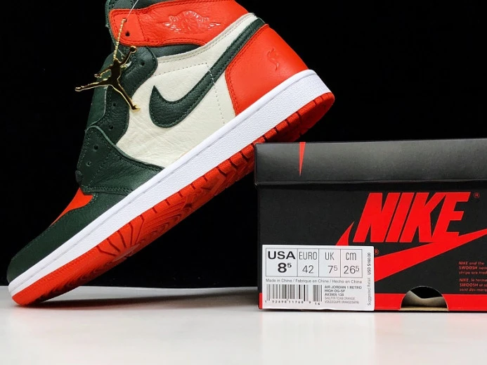 SoleFly x Air Jordan 1 Retro High OG Sail Fir-Team Orange AV3905- Popular 891