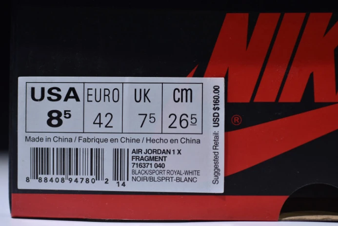 SportInspired air jordan 1 retro “fragment” black sport royal-white mens 716371- 1346