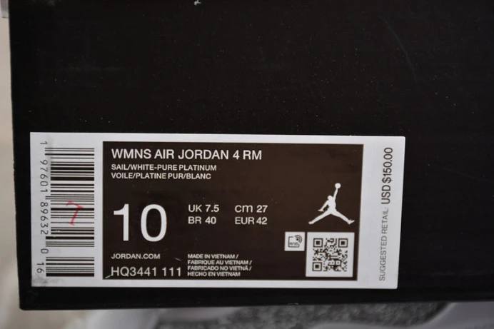 SportInspired air jordan 4 rm wmns white metallic silver hq3441- 1466