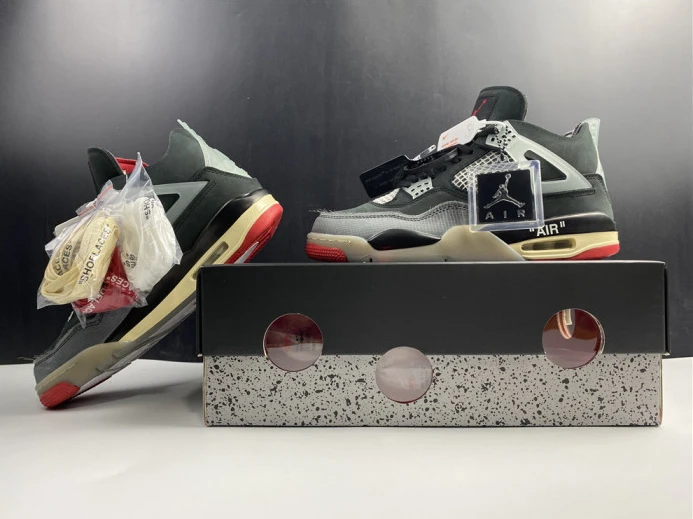 SportInspired ofw x air jordan 4 “bred” black red cv9388- 1719