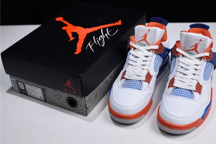 StreetReady Air Jordan 4 White Bright Crimson-Royal Blue 308497- 1064