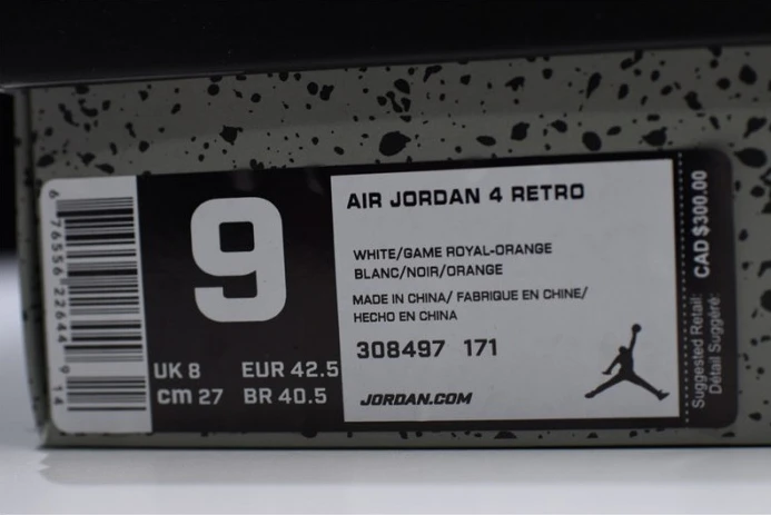 StreetReady Air Jordan 4 White Bright Crimson-Royal Blue 308497- 1064