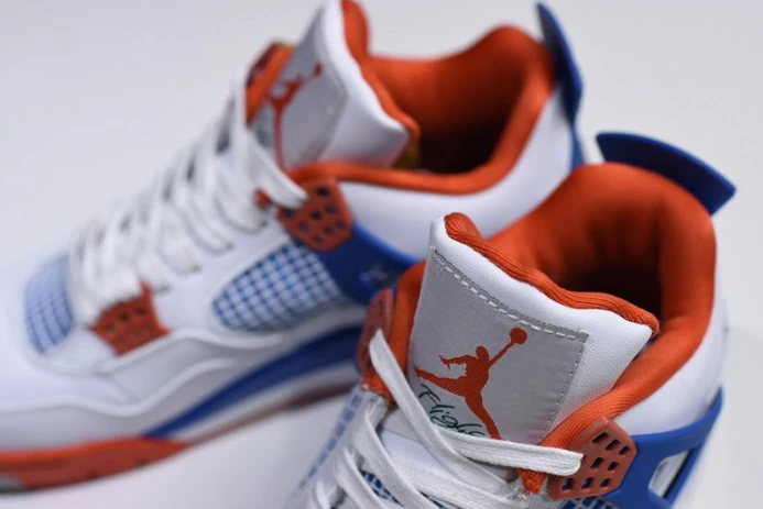 StreetReady Air Jordan 4 White Bright Crimson-Royal Blue 308497- 1064