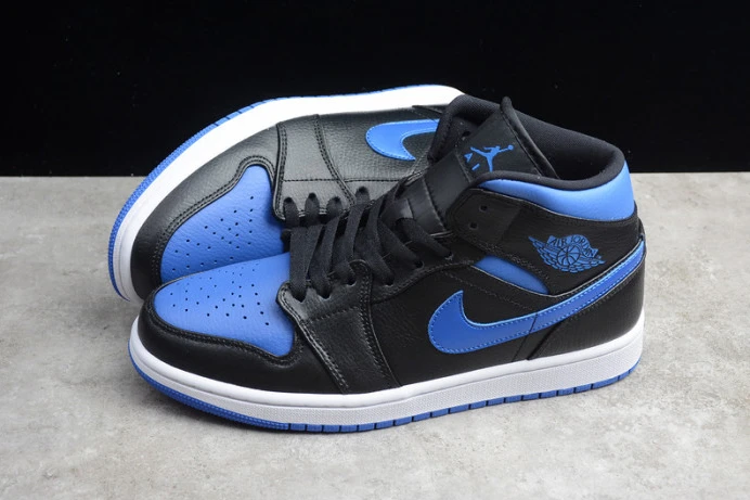 StreetReady air jordan 1 mid black hyper royal 554724- 1247