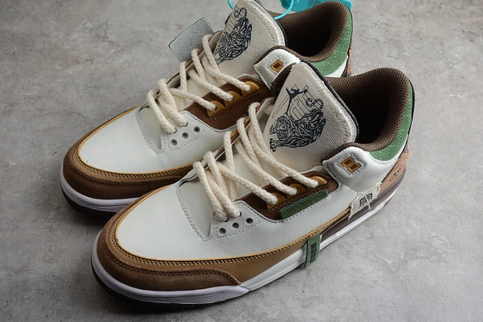 StreetReady air jordan 3 retro se white dark brown green shoes 398614- 1794