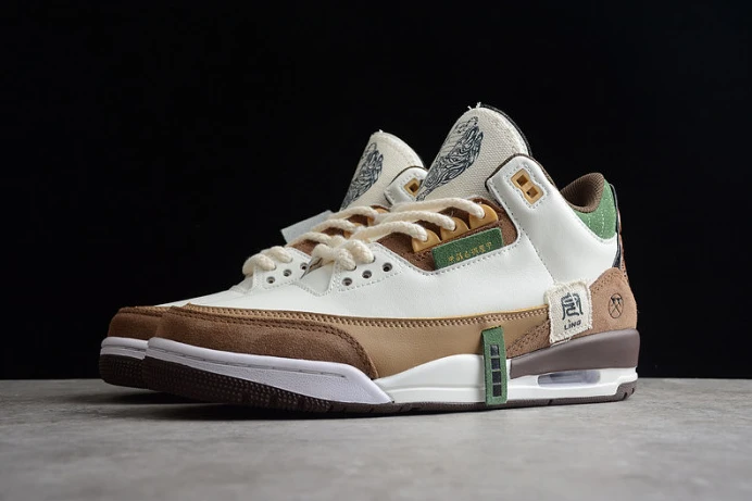 StreetReady air jordan 3 retro se white dark brown green shoes 398614- 1794
