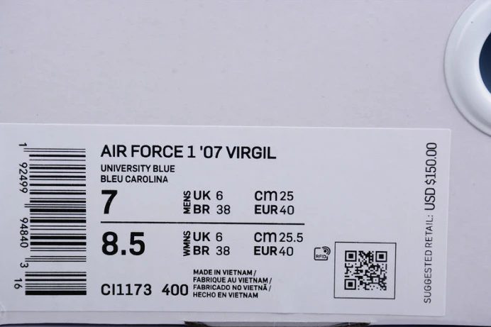 StreetReady ofw nike air force 1 mca blue ci1173- 3047