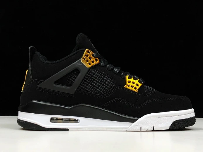 Trendy Air Jordan 4 Royalty Black Metallic Gold-White 308497- 1068