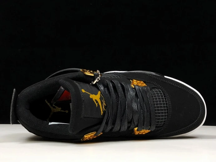 Trendy Air Jordan 4 Royalty Black Metallic Gold-White 308497- 1068