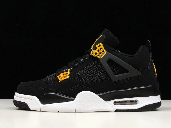 Trendy Air Jordan 4 Royalty Black Metallic Gold-White 308497- 1068