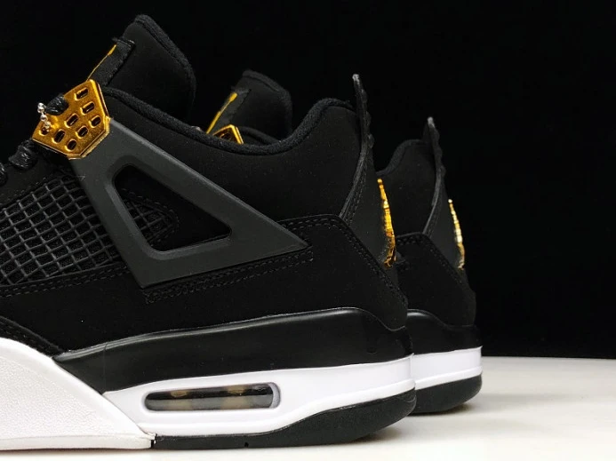 Trendy Air Jordan 4 Royalty Black Metallic Gold-White 308497- 1068