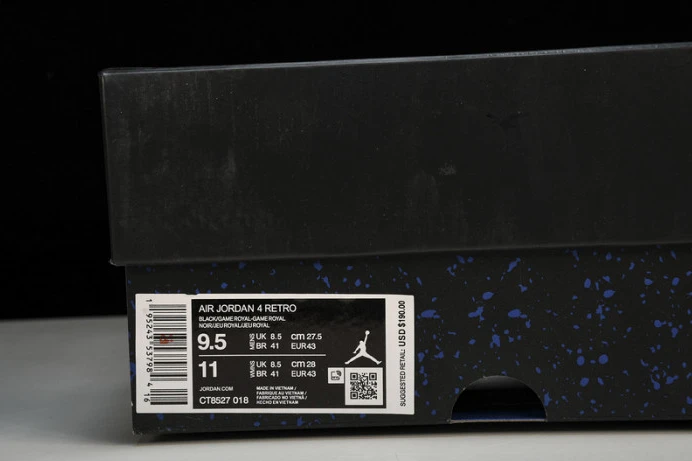Trendy Jordan 4 Retro Black Game Royal CT8527- 986
