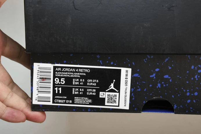 Trendy Jordan 4 Retro Black Game Royal CT8527- 986