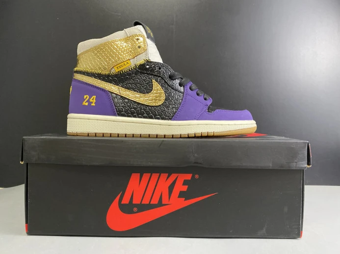 Trendy kobe bryant x air jordan 1 high og black-purple 555088- 1231