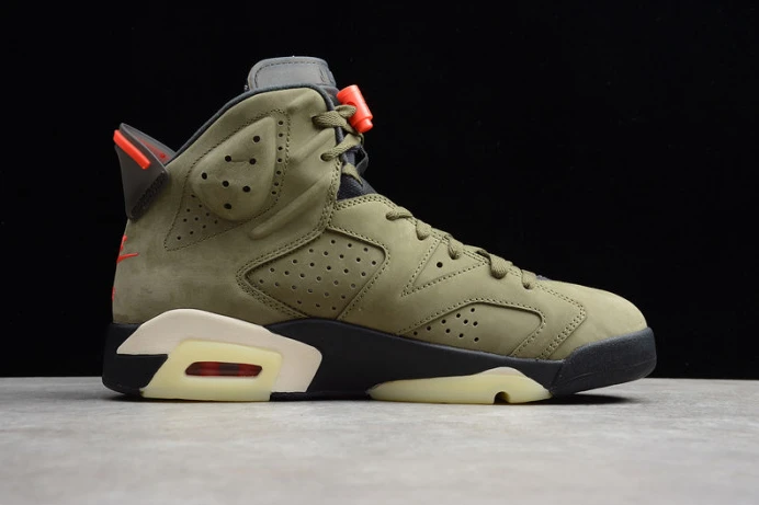 Trendy travis scott air jordan 6 medium olive cactus jack cn1084- 1206