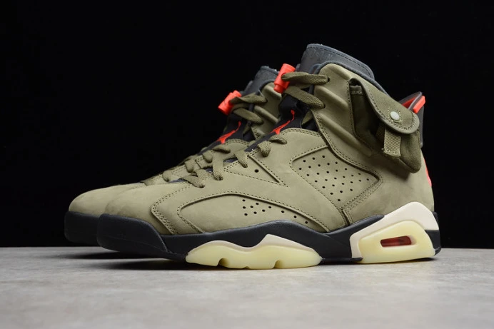 Trendy travis scott air jordan 6 medium olive cactus jack cn1084- 1206