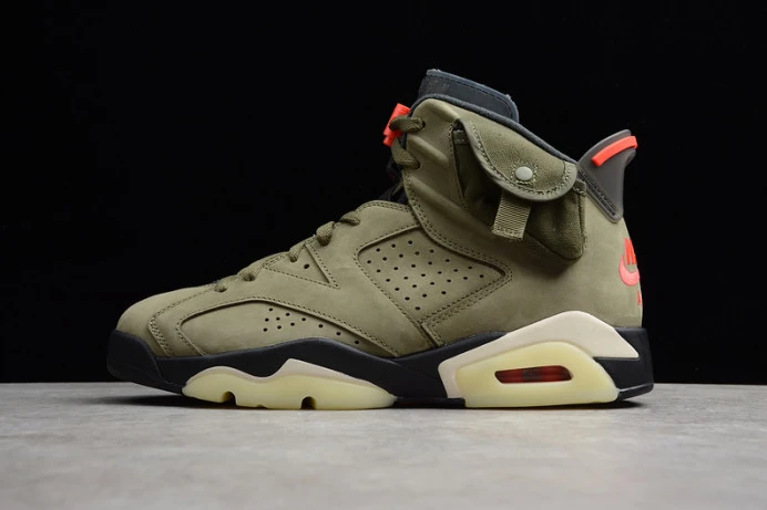 Trendy travis scott air jordan 6 medium olive cactus jack cn1084- 1206