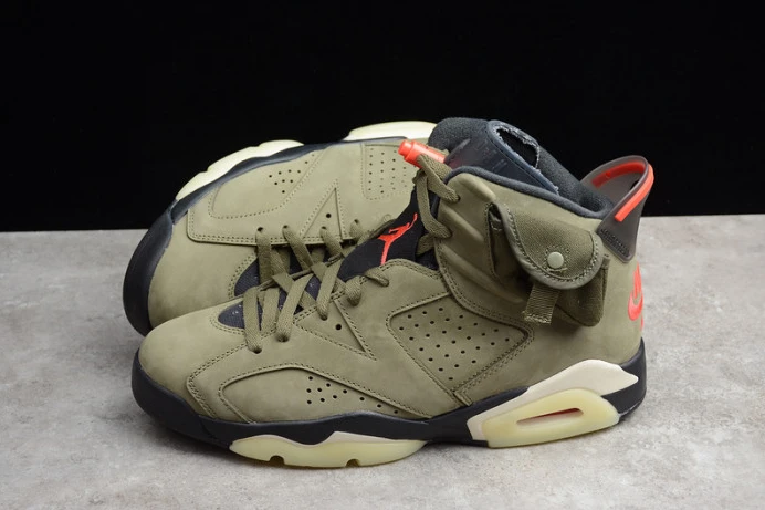 Trendy travis scott air jordan 6 medium olive cactus jack cn1084- 1206