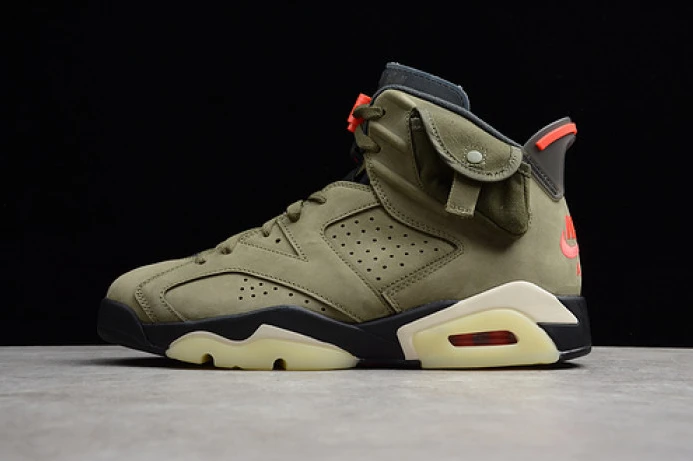 Trendy travis scott air jordan 6 medium olive cactus jack cn1084- 1206