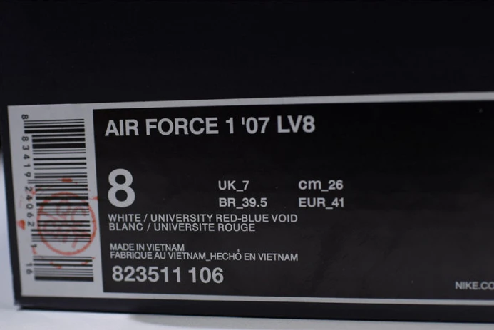 UrbanStyle nike air force 1 low lv8 3d chenille white red blue 823511- 3072