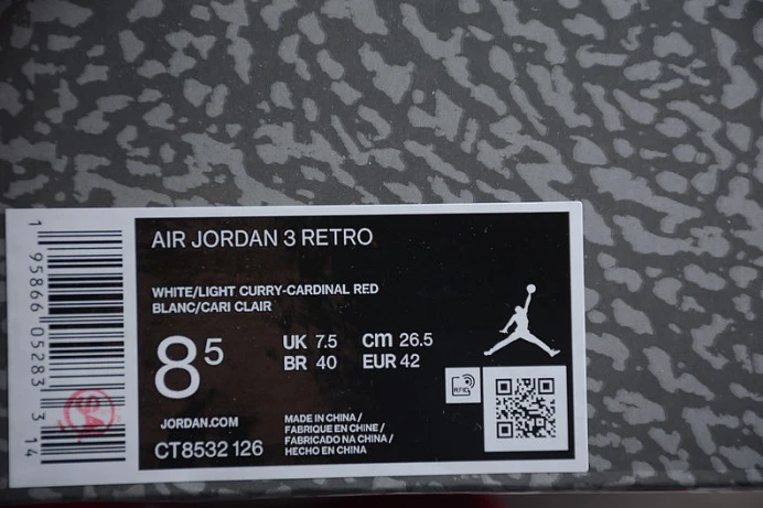 WellDesigned jordan 3 retro cardinal red ct8532- 1799