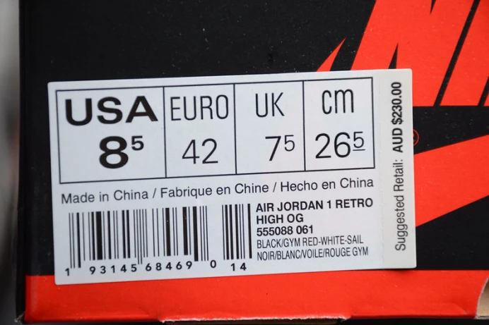 air jordan 1 black white gym red 555088- NewStyle 1287