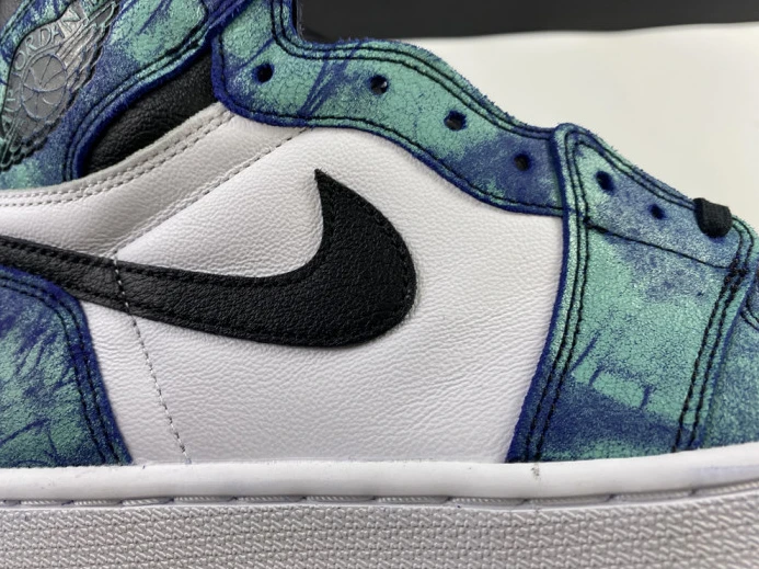 air jordan 1 tie-dye white black aurora green cd0461- Fashionable 1258